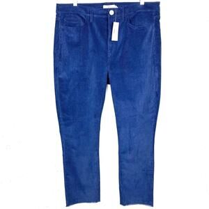 Vineyard Vines Women Straight Crop Corduroy Pants Raw Hem High Rise Blue Size 31